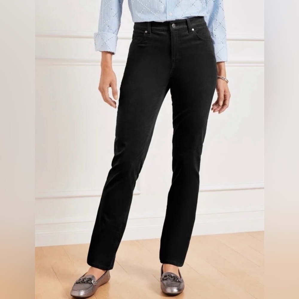 NWT Talbots Corduroy Slimming High Rise Straight Leg Pants Black size 10P